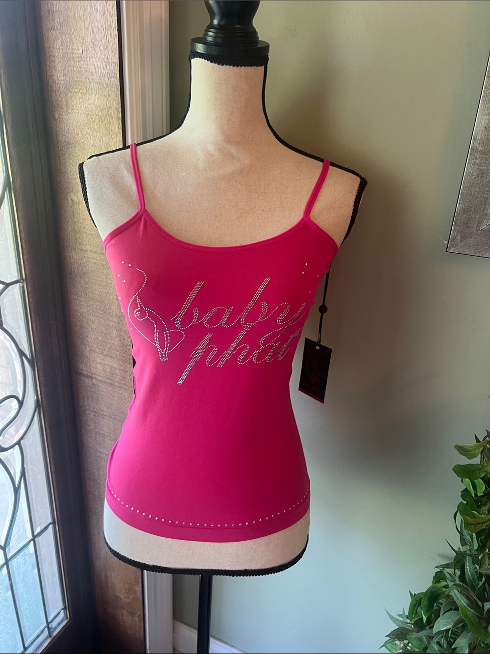 Baby Phat Hot Pink Rhinestone Script Cami